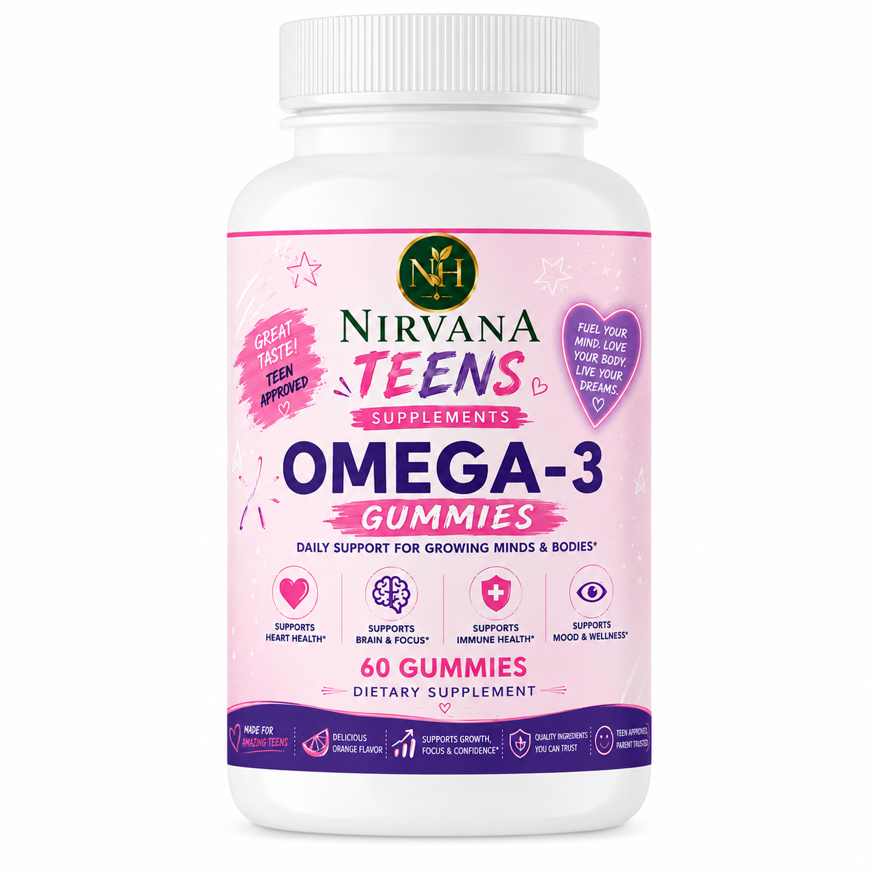 Nirvana Teens™ Omega-3 Gummies for Girls